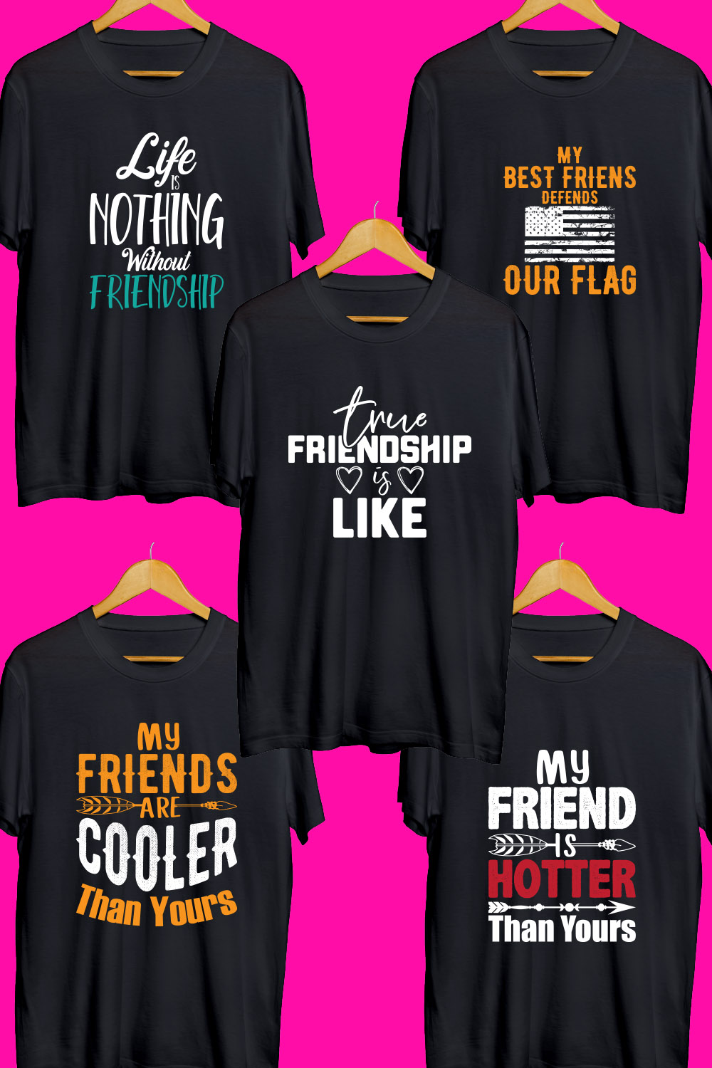 Friendship SVG T Shirt Designs Bundle pinterest preview image.