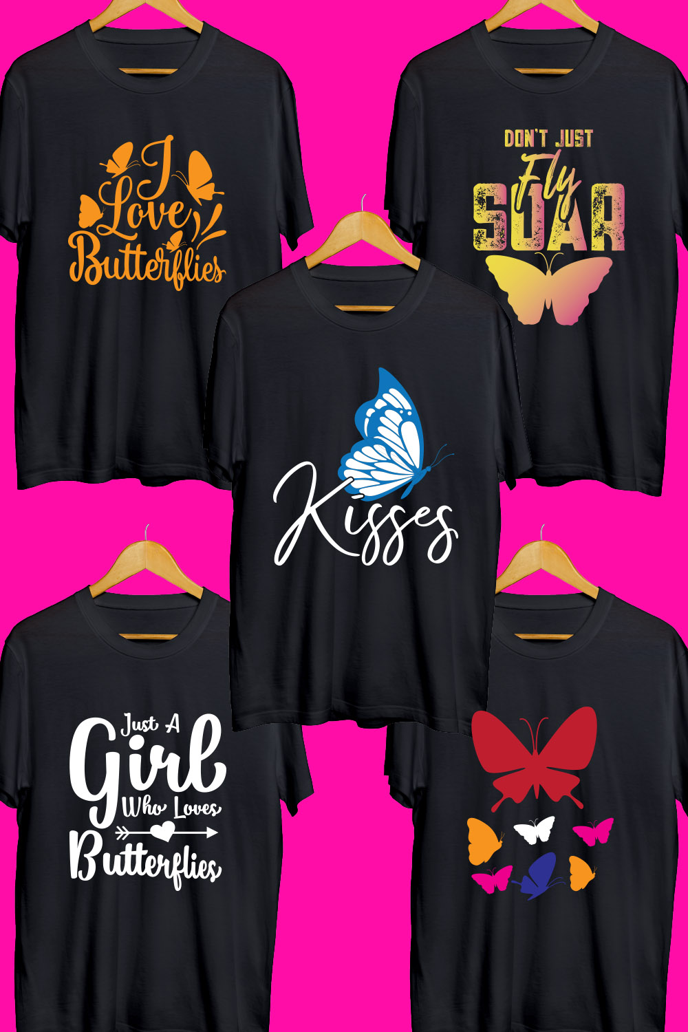 Butterfly SVG T Shirt Designs Bundle pinterest preview image.