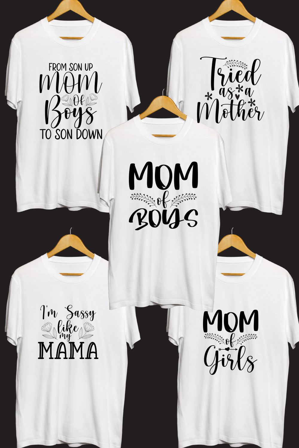 Mother's Day SVG T Shirt Designs Bundle pinterest preview image.