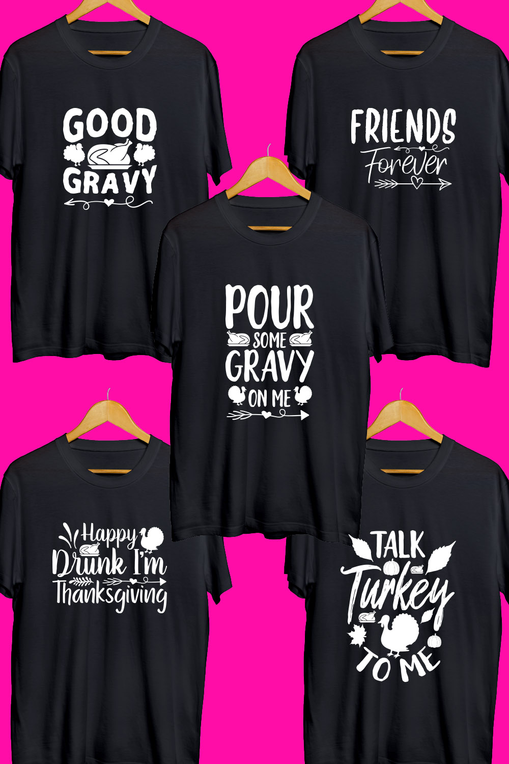 Thanksgiving SVG T Shirt Designs Bundle pinterest preview image.