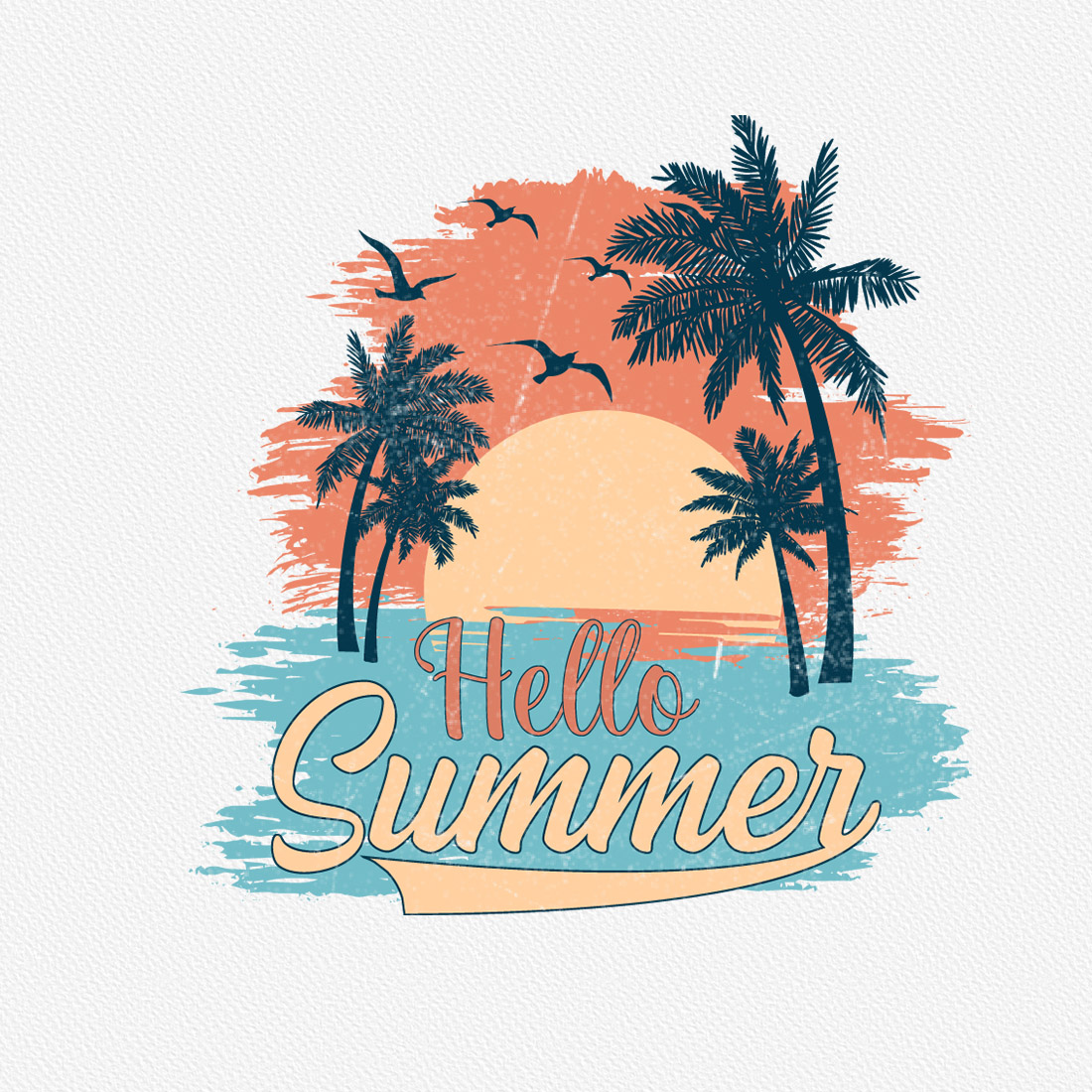 Hello Summer png, retro vintage summer png, summer t shirt design,| beach png, summer vibes png, png for sublimation, summer sublimation preview image.