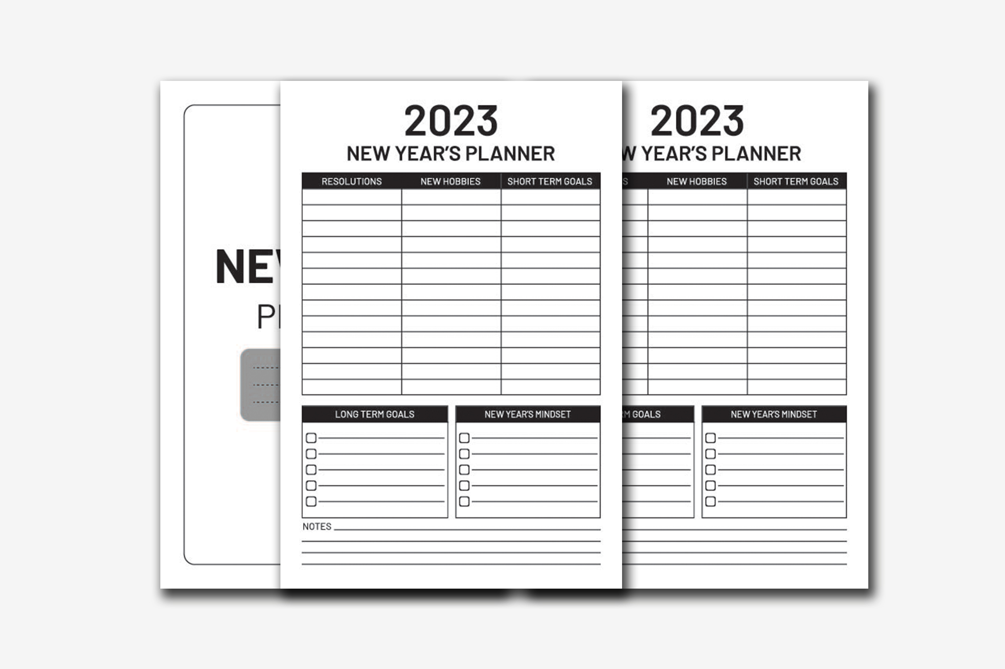 Set of two new year planner pages.