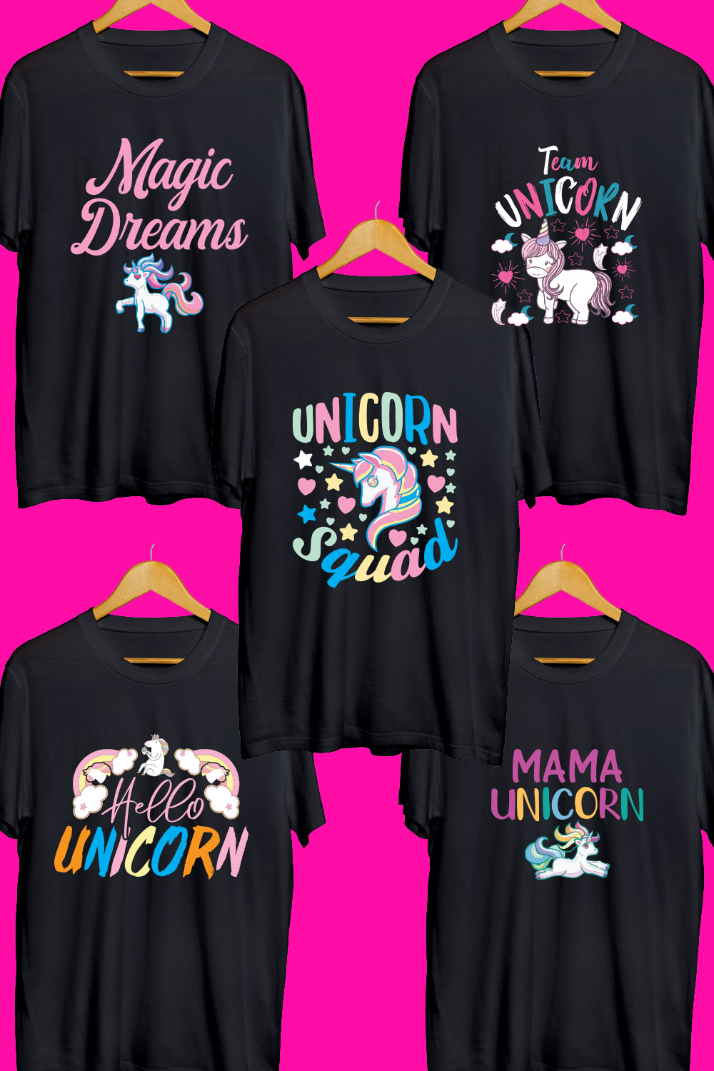Unicorn T Shirt Designs Bundle pinterest preview image.