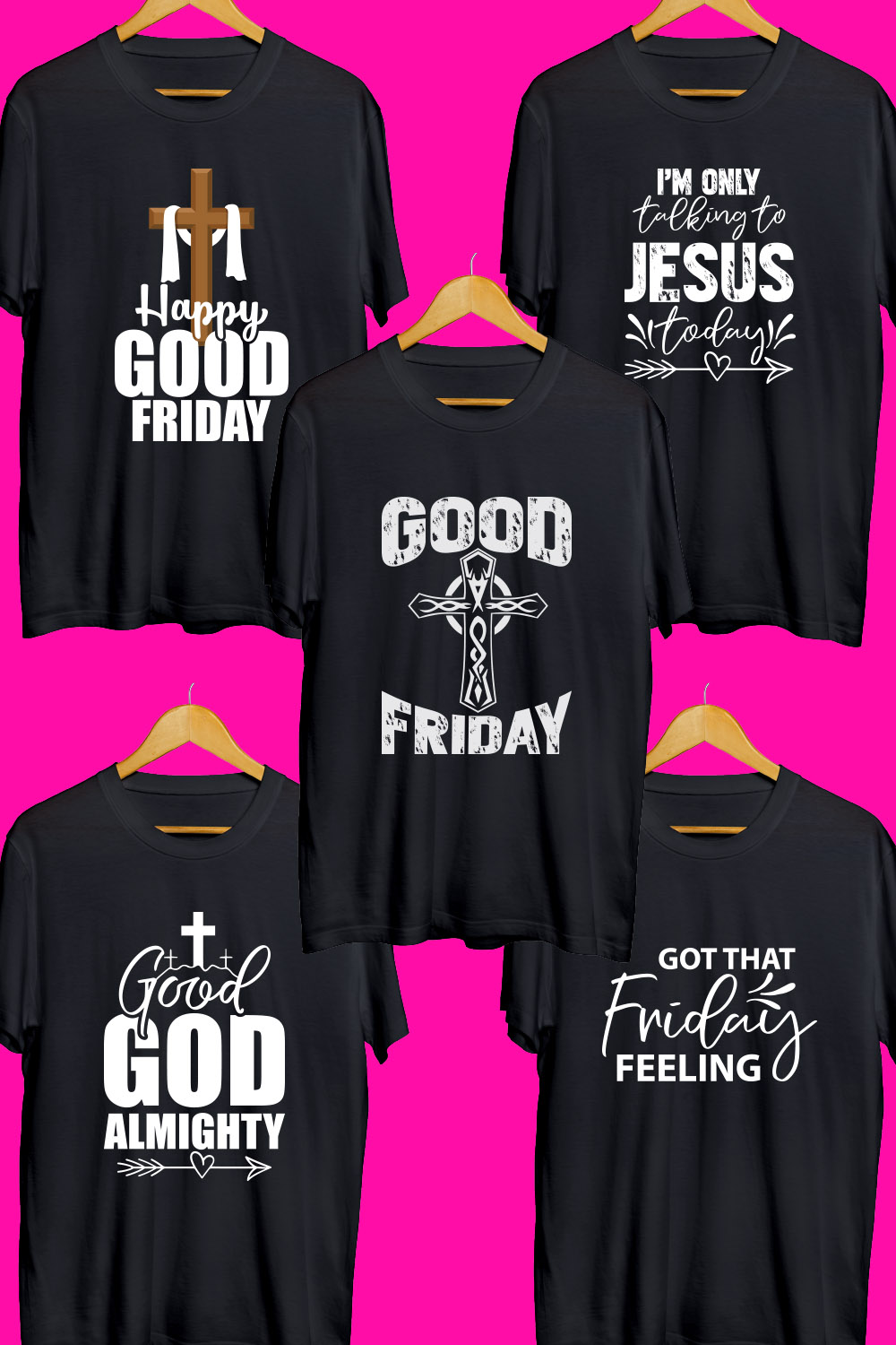 Good Friday SVG T Shirt Designs Bundle pinterest preview image.