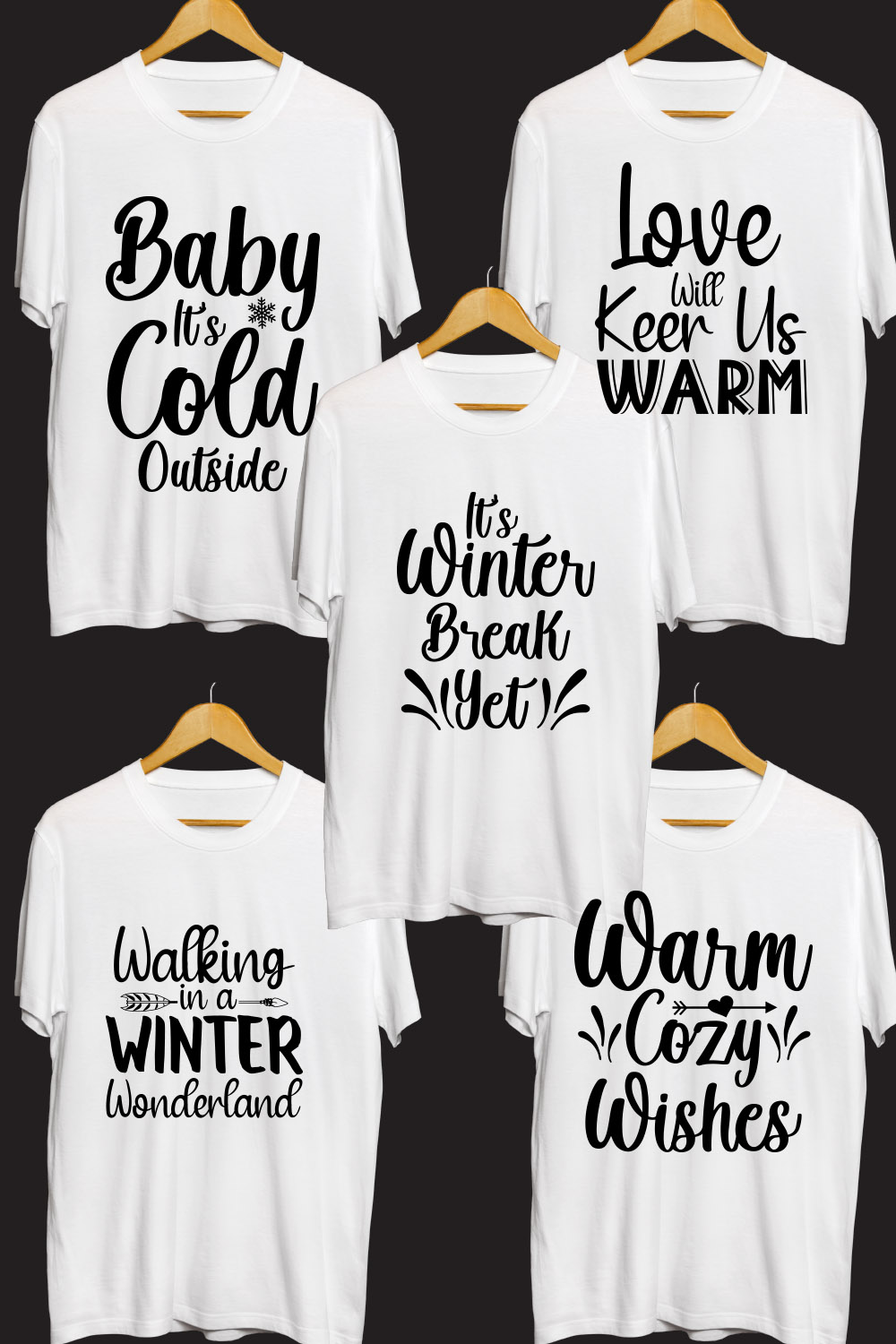 Winter SVG T Shirt Designs Bundle pinterest preview image.