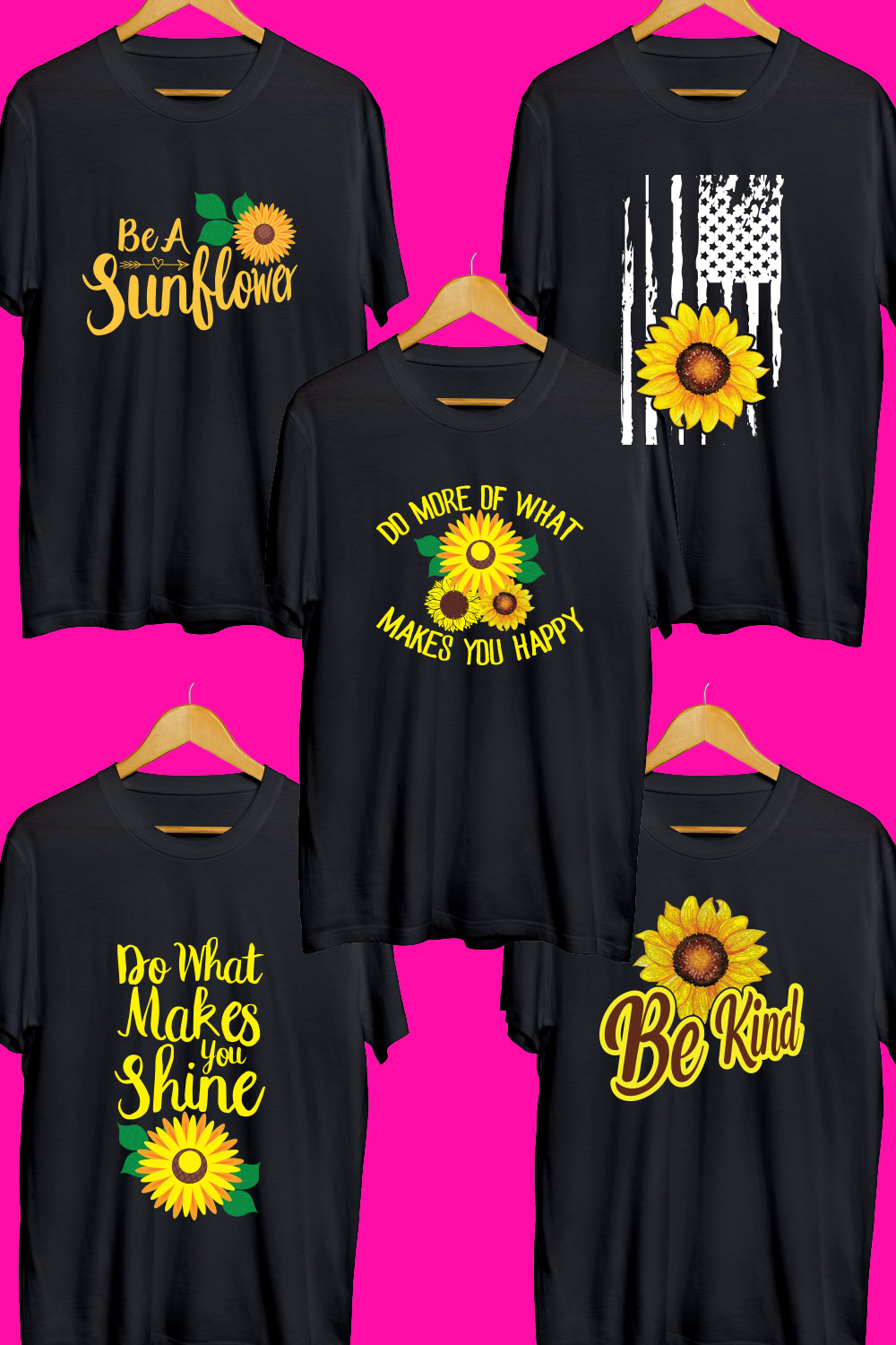 Sunflower SVG T Shirt Designs Bundle pinterest preview image.