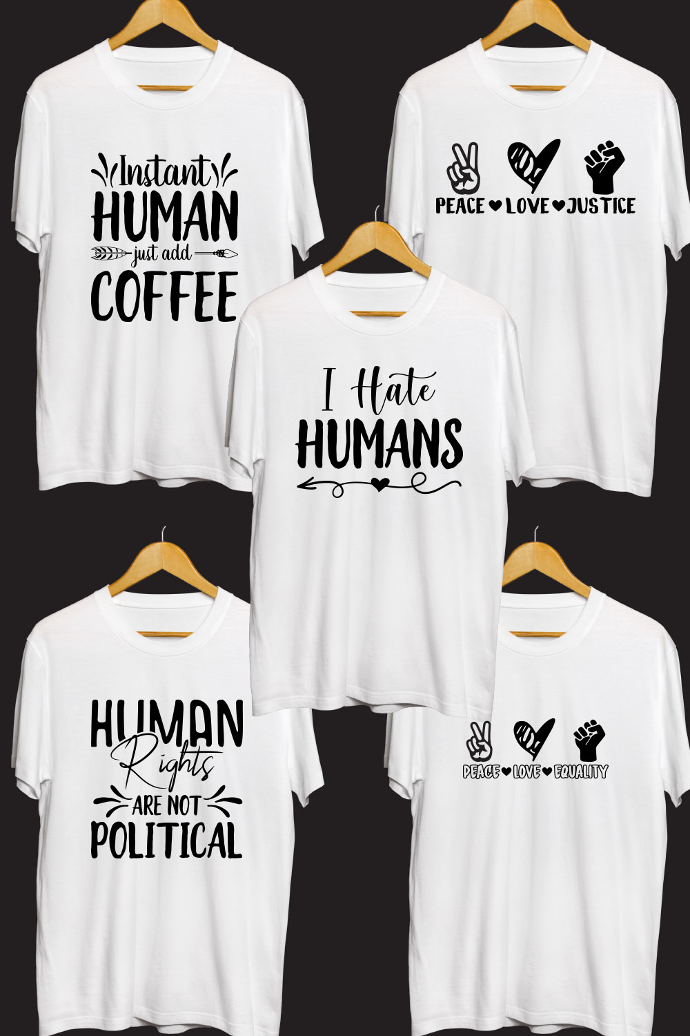 Human Right SVG T Shirt Designs Bundle pinterest preview image.