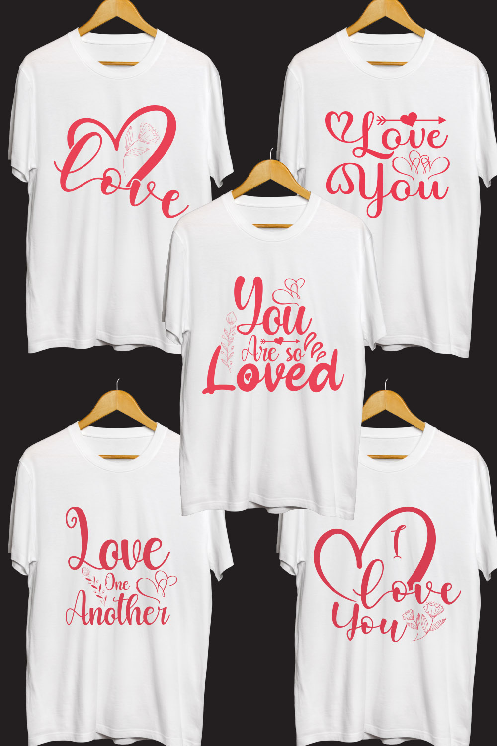 Valentine's Day SVG T Shirt Designs Bundle pinterest preview image.