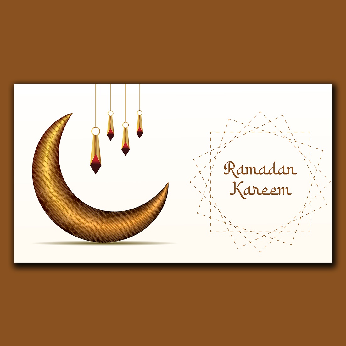 Elegant Islamic Design for Ramadan Celebrations with 3D Moon and Stars preview image.