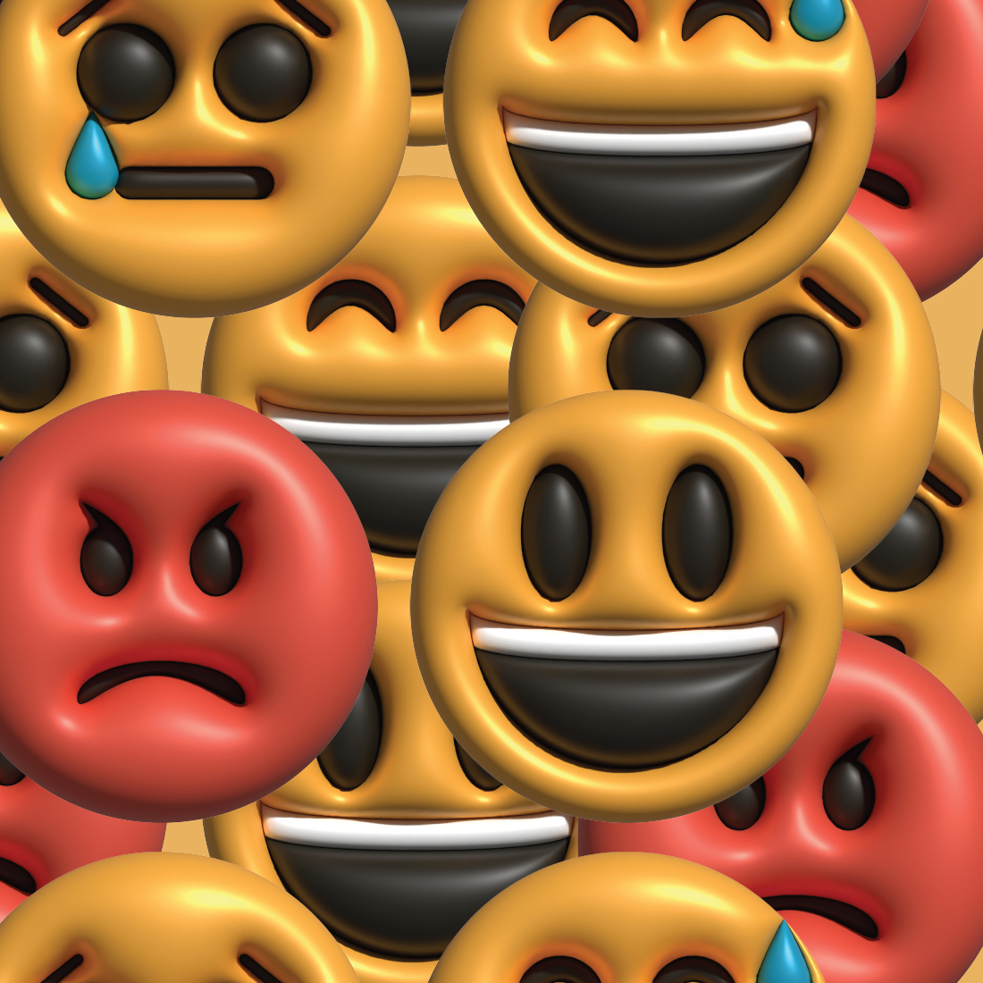 Bunch of different colored smiley faces.