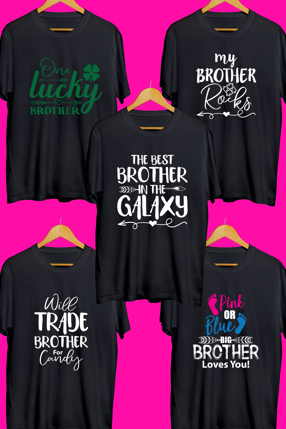 Brother\'s Day SVG T Shirt Designs Bundle pinterest preview image.