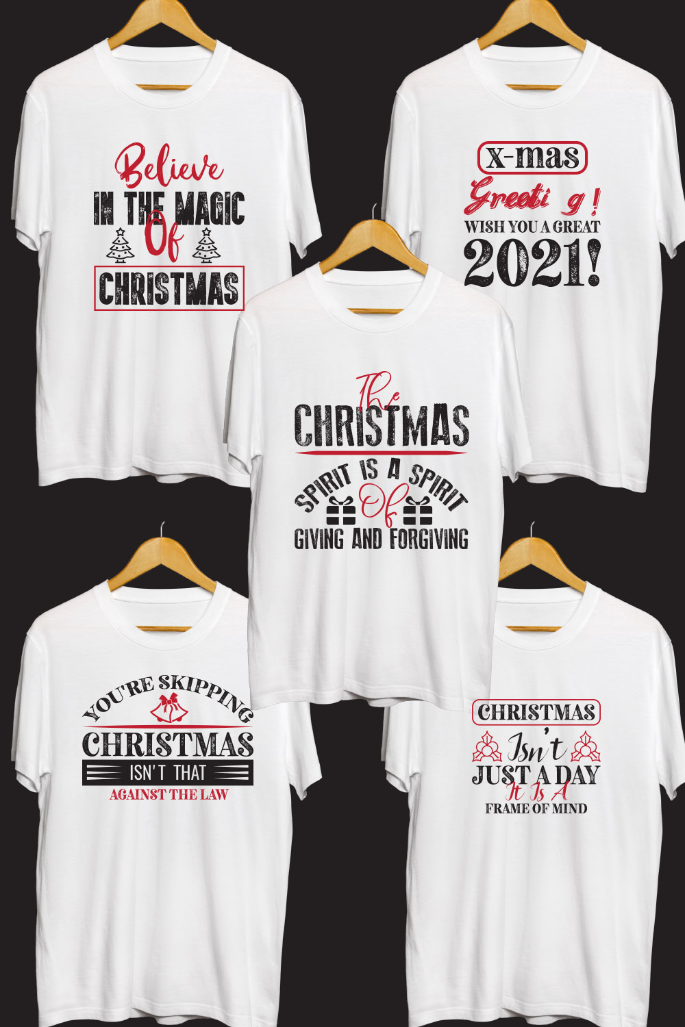 Christmas T Shirt Designs Bundle pinterest preview image.