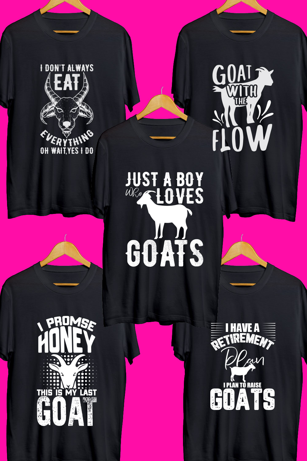 Goat SVG T Shirt Designs Bundle pinterest preview image.