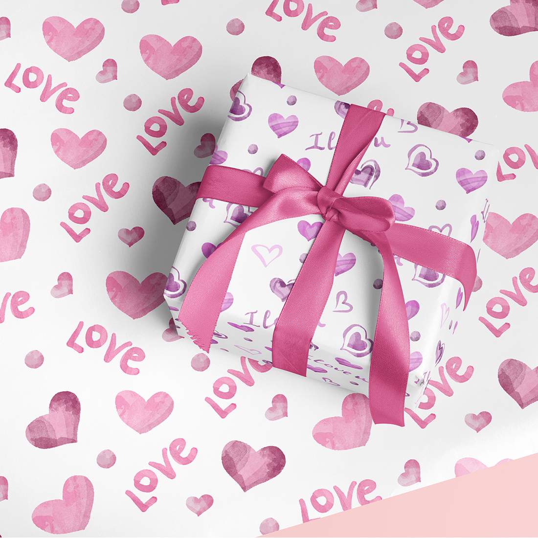 LOVE U Valentine Hearts Seamless Pattern preview image.