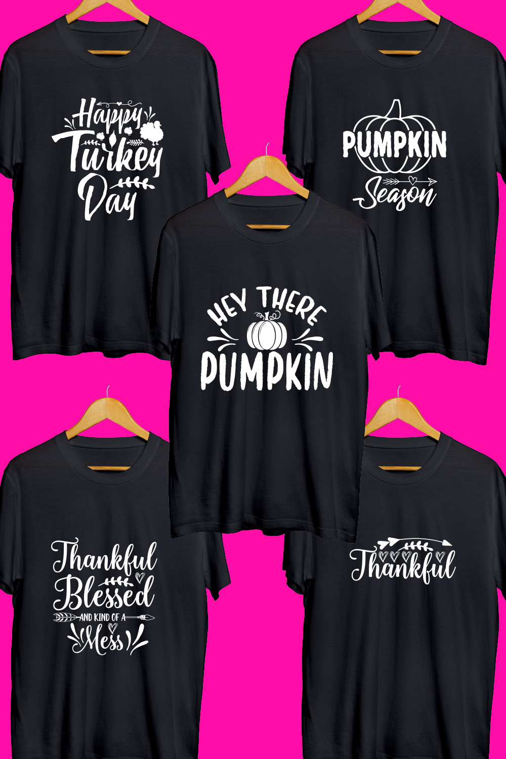 Thanksgiving SVG T Shirt Designs Bundle pinterest preview image.