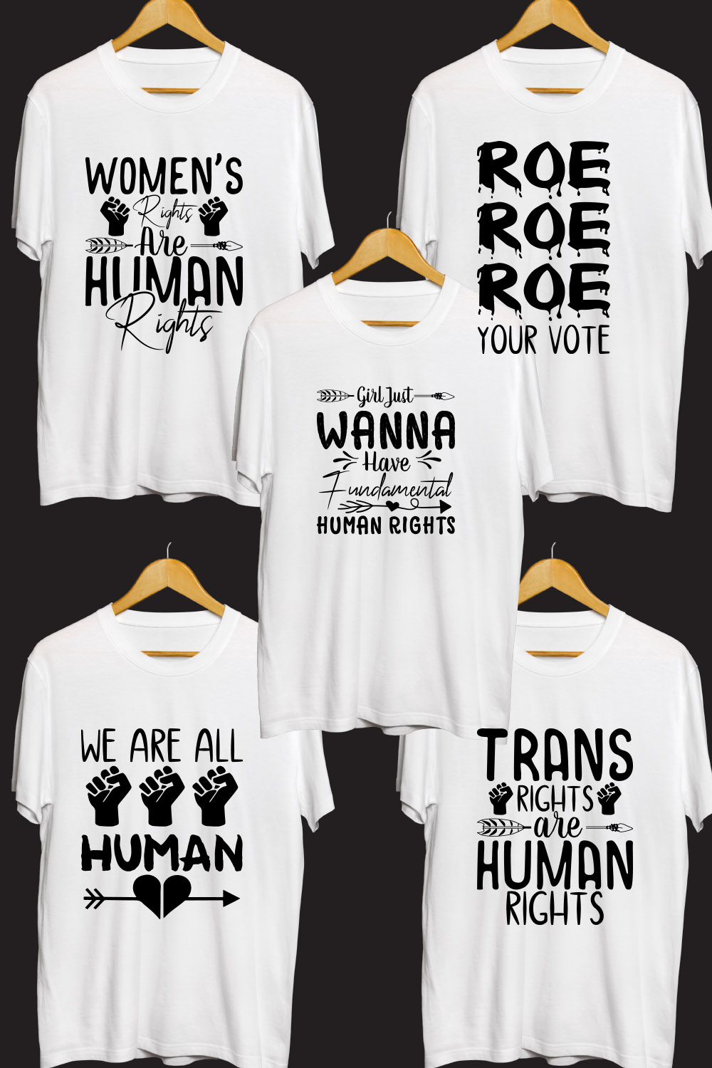 Human Right SVG T Shirt Designs Bundle pinterest preview image.