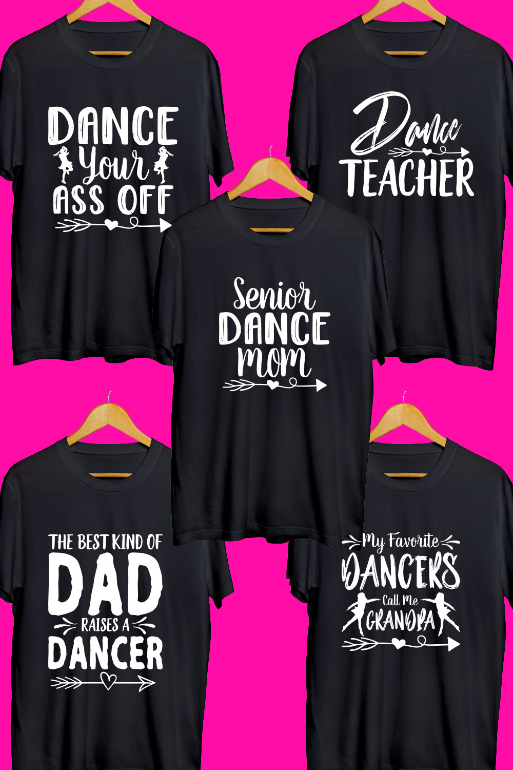 Dance SVG T Shirt Designs Bundle pinterest preview image.