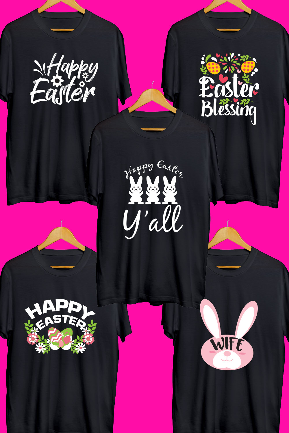 Easter SVG T Shirt Designs Bundle pinterest preview image.