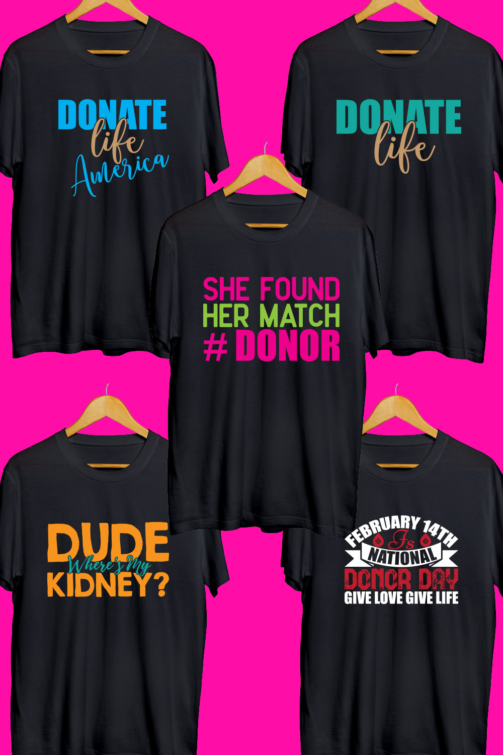 Donor Day SVG T Shirt Designs Bundle pinterest preview image.