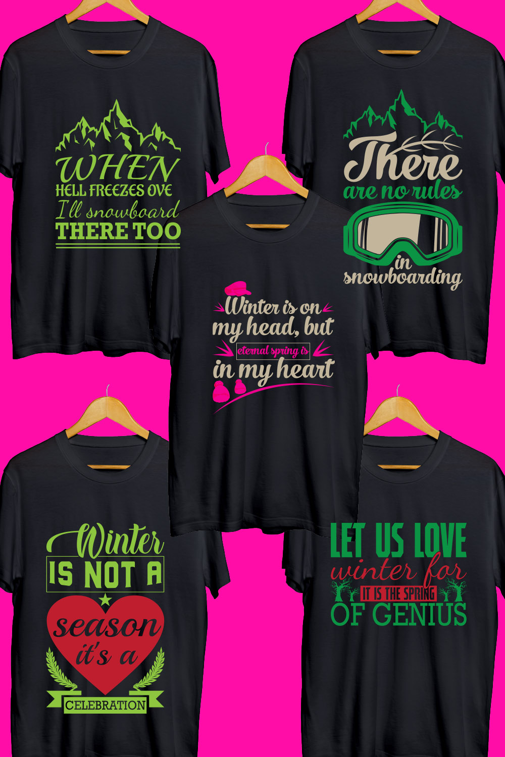 Winter SVG T Shirt Designs Bundle pinterest preview image.