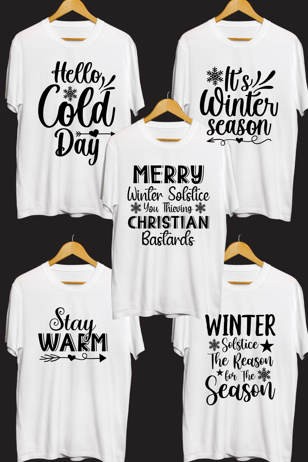 Winter SVG T Shirt Designs Bundle pinterest preview image.