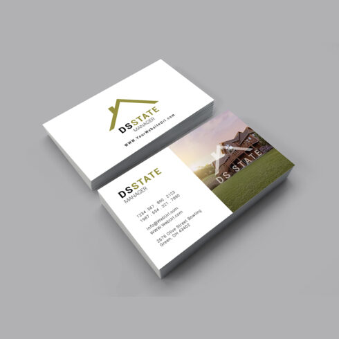 Real estate business card design cover image.