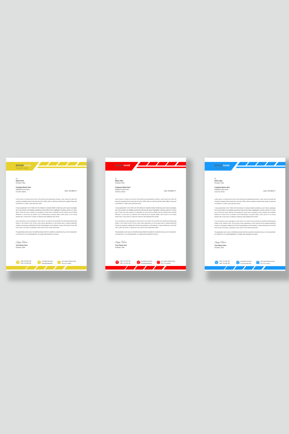 Modern company letterhead pinterest preview image.