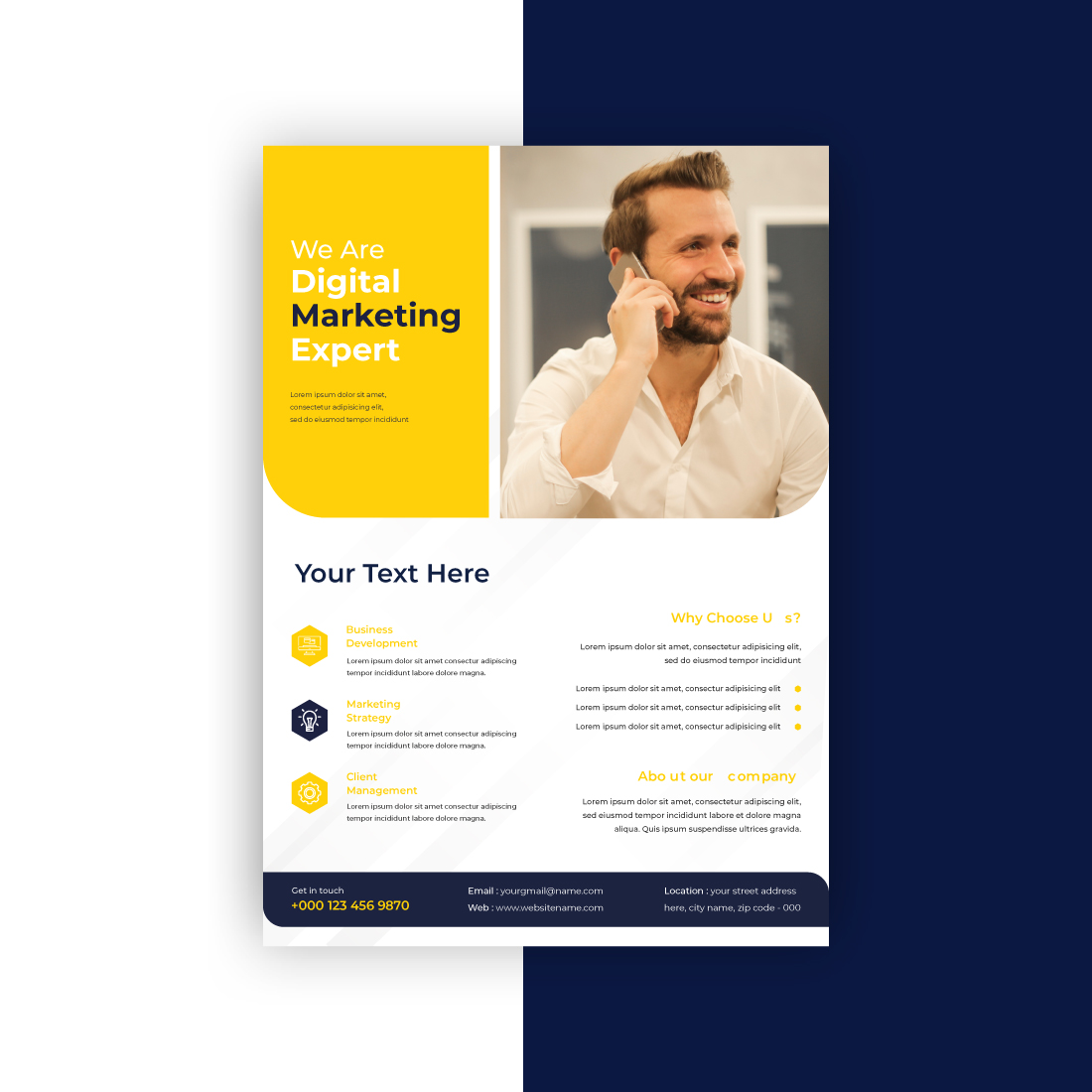 Digital marketing agency modern business flyer design vector template preview image.