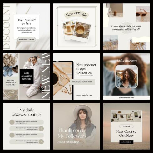 Minimal Instagram Feed Posts Canva Template - MasterBundles