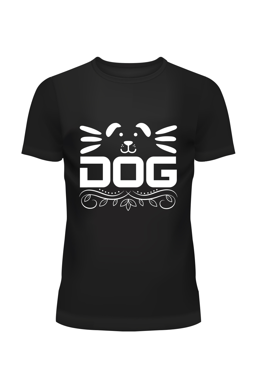 Black t - shirt with the words dog on it.