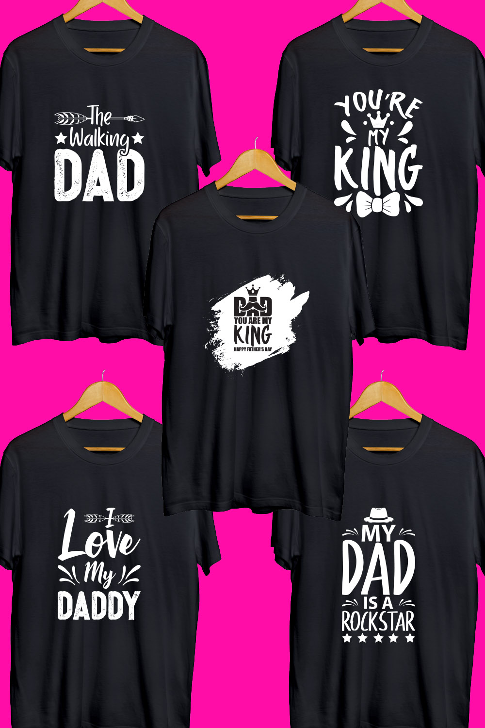 Father's Day SVG T Shirt Designs Bundle pinterest preview image.