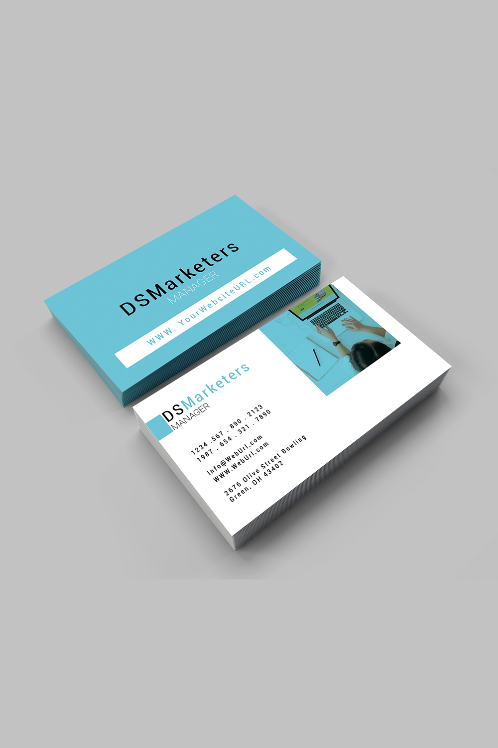 Marketing business card design pinterest preview image.