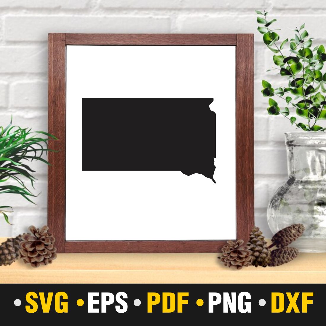 Picture frame with a picture of the state of south carolina.