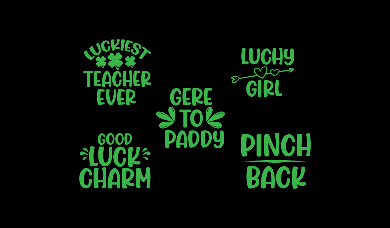 Group of stickers that say luck and luck.
