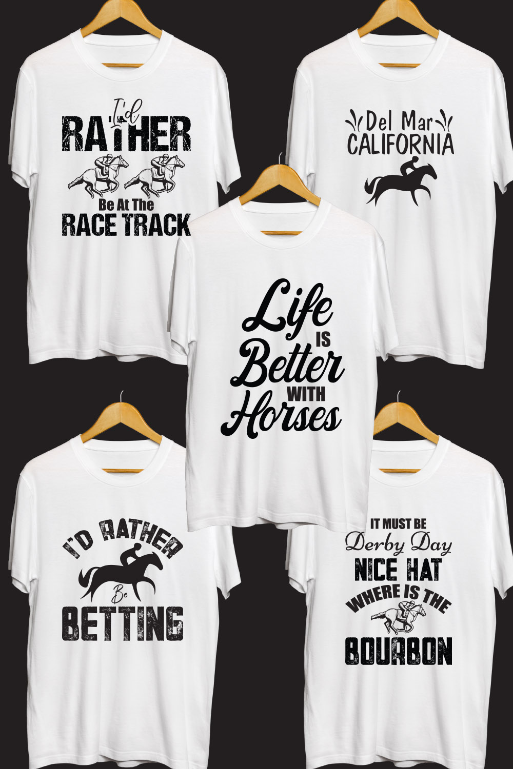 Preakness Stakes SVG T Shirt Designs Bundle pinterest preview image.