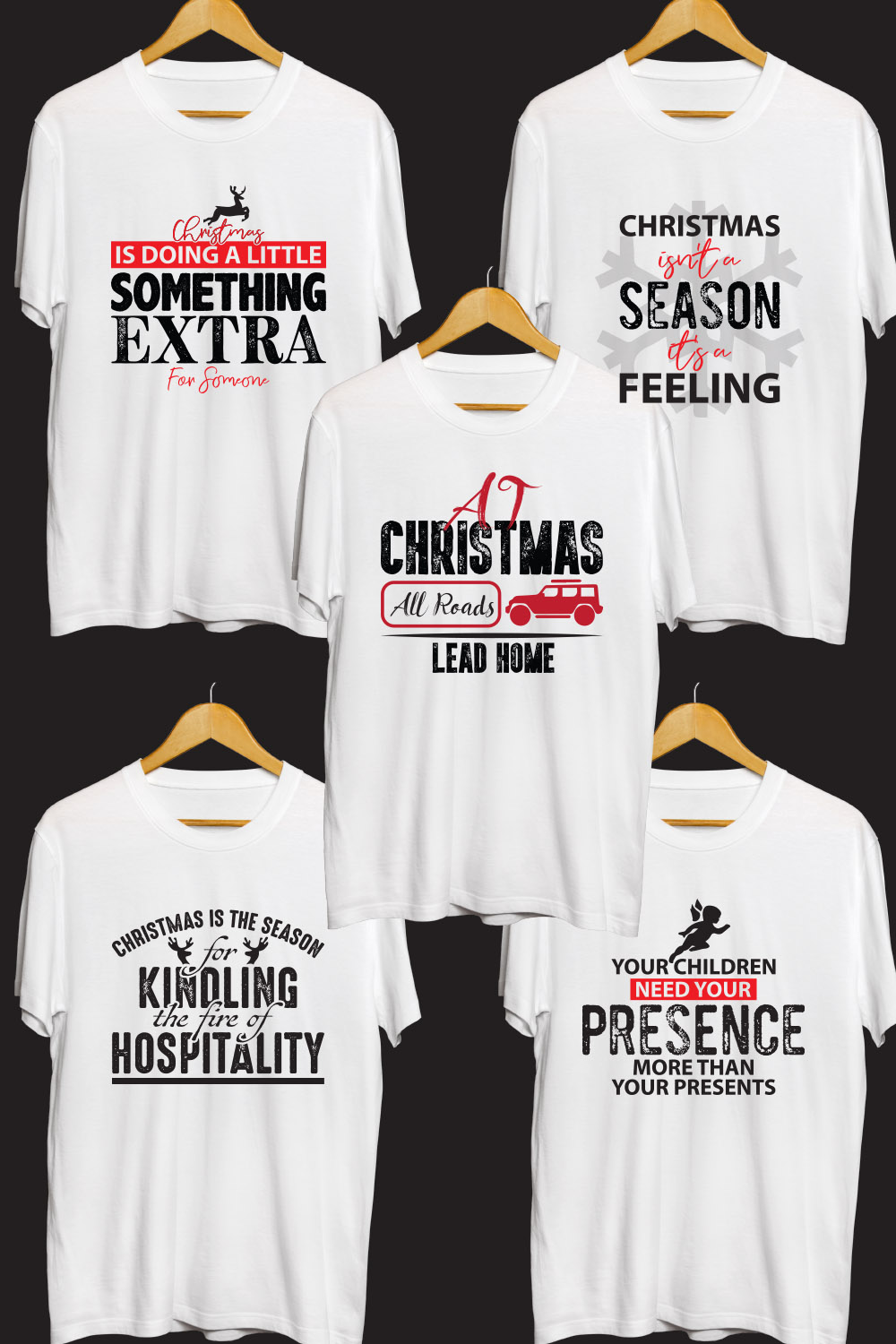 Christmas T shirt designs bundle pinterest preview image.