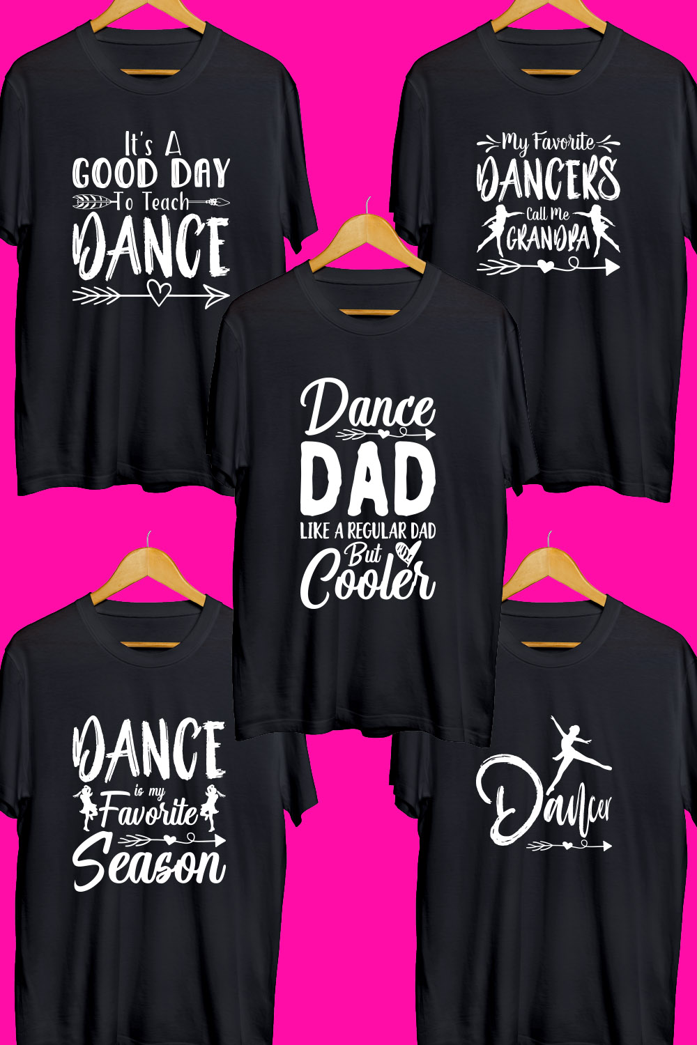 Dance SVG T Shirt Designs Bundle pinterest preview image.