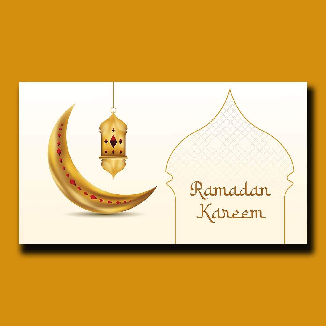Elegant Islamic Design for Ramadan Celebrations with 3D Moon, Stars, and Lamps preview image.