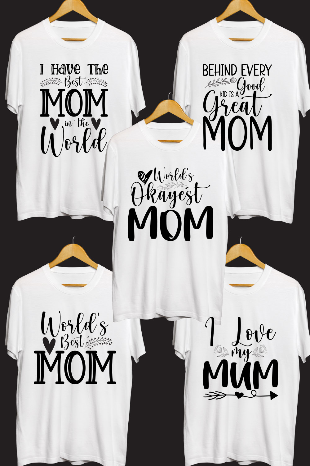 Mother's Day SVG T Shirt Designs Bundle pinterest preview image.