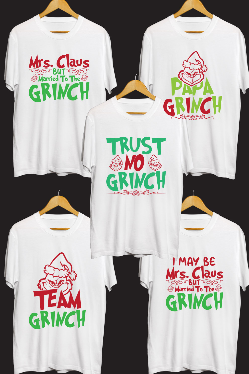 Grinch SVG T Shirt Designs Bundle pinterest preview image.