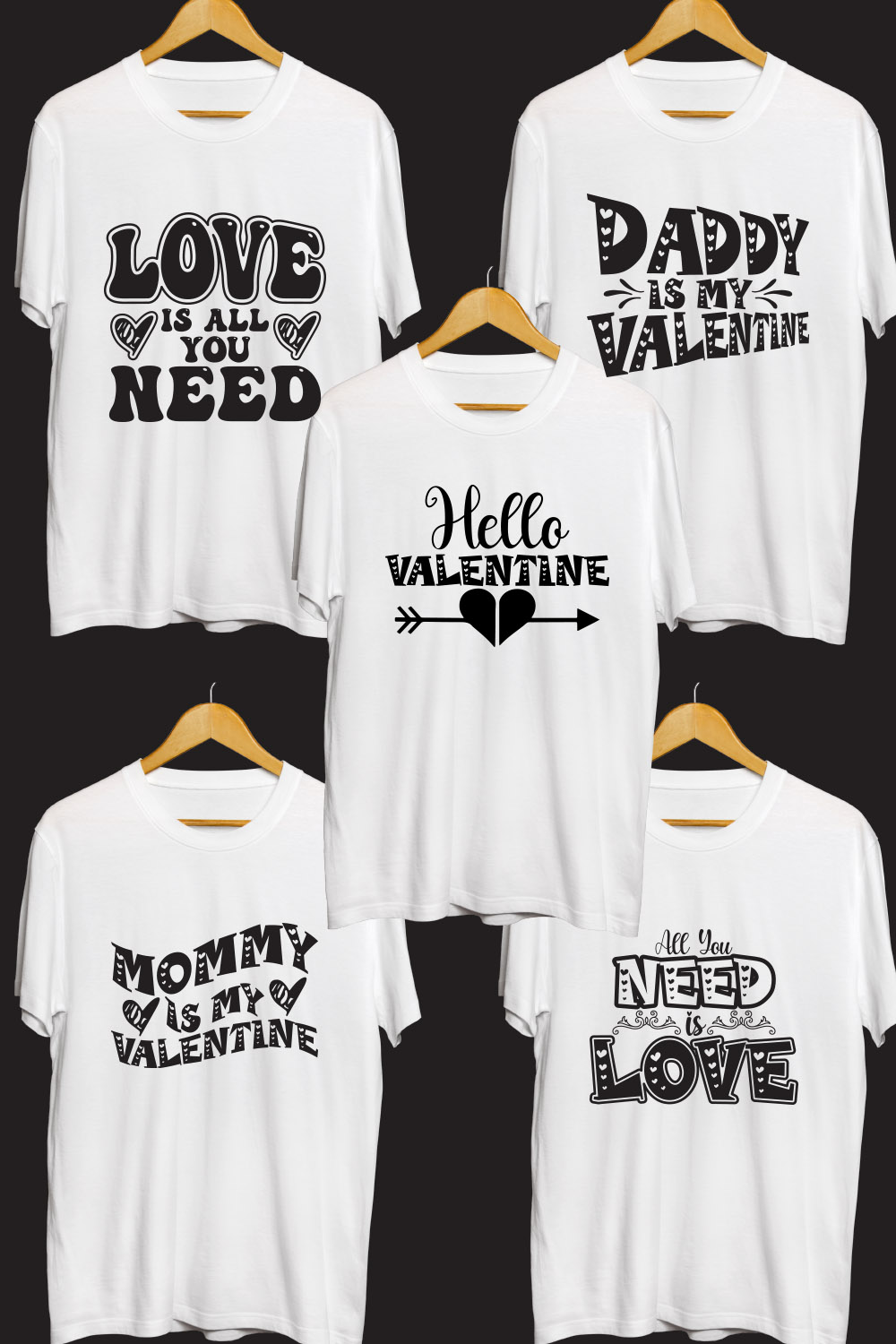 Valentine's Day T Shirt Designs Bundle pinterest preview image.