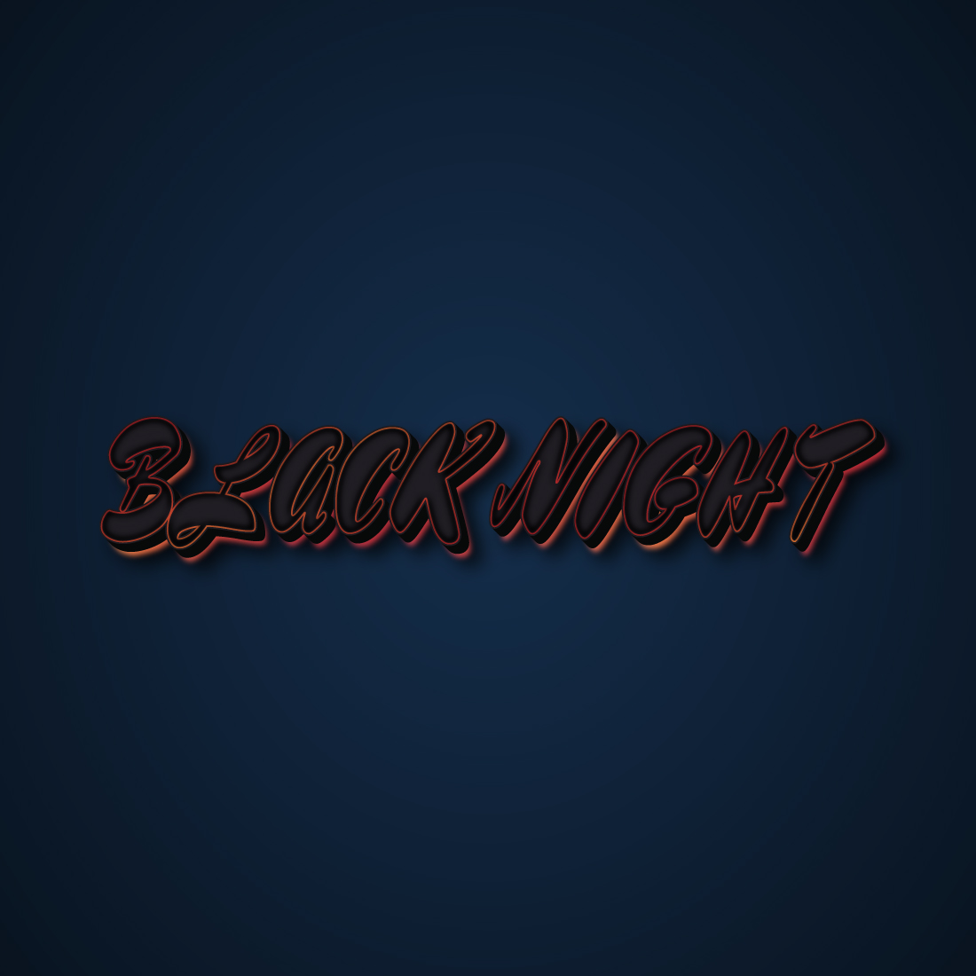 BLACK NIGHT text effect,3d text effect, text effect, 3d text, typography design, editable text effect, preview image.