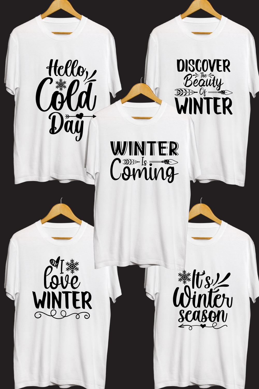 Winter SVG T Shirt Designs Bundle pinterest preview image.