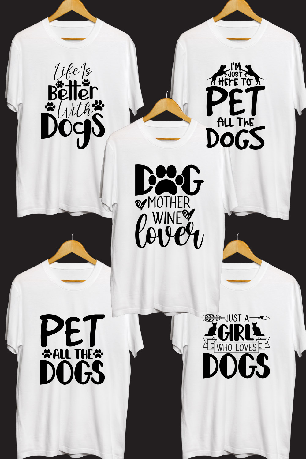 Dog SVG T Shirt Designs Bundle pinterest preview image.