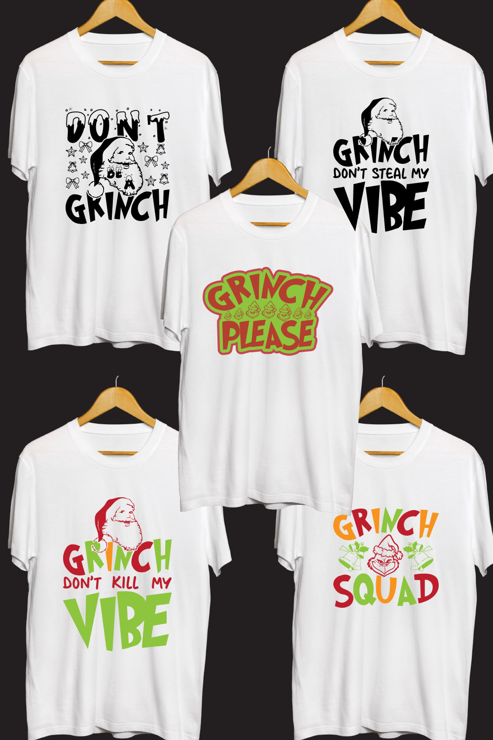 Grinch SVG T Shirt Designs Bundle pinterest preview image.