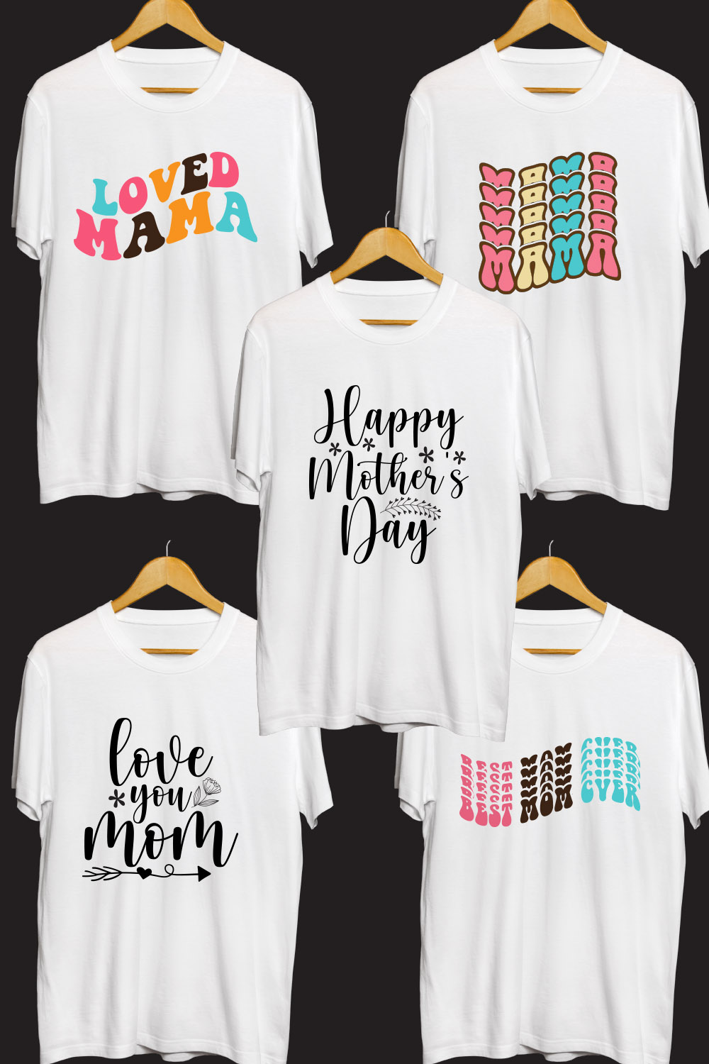 Mother's Day SVG T Shirt Designs Bundle pinterest preview image.