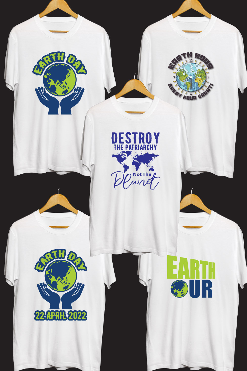 Earth Day SVG T Shirt Designs Bundle pinterest preview image.