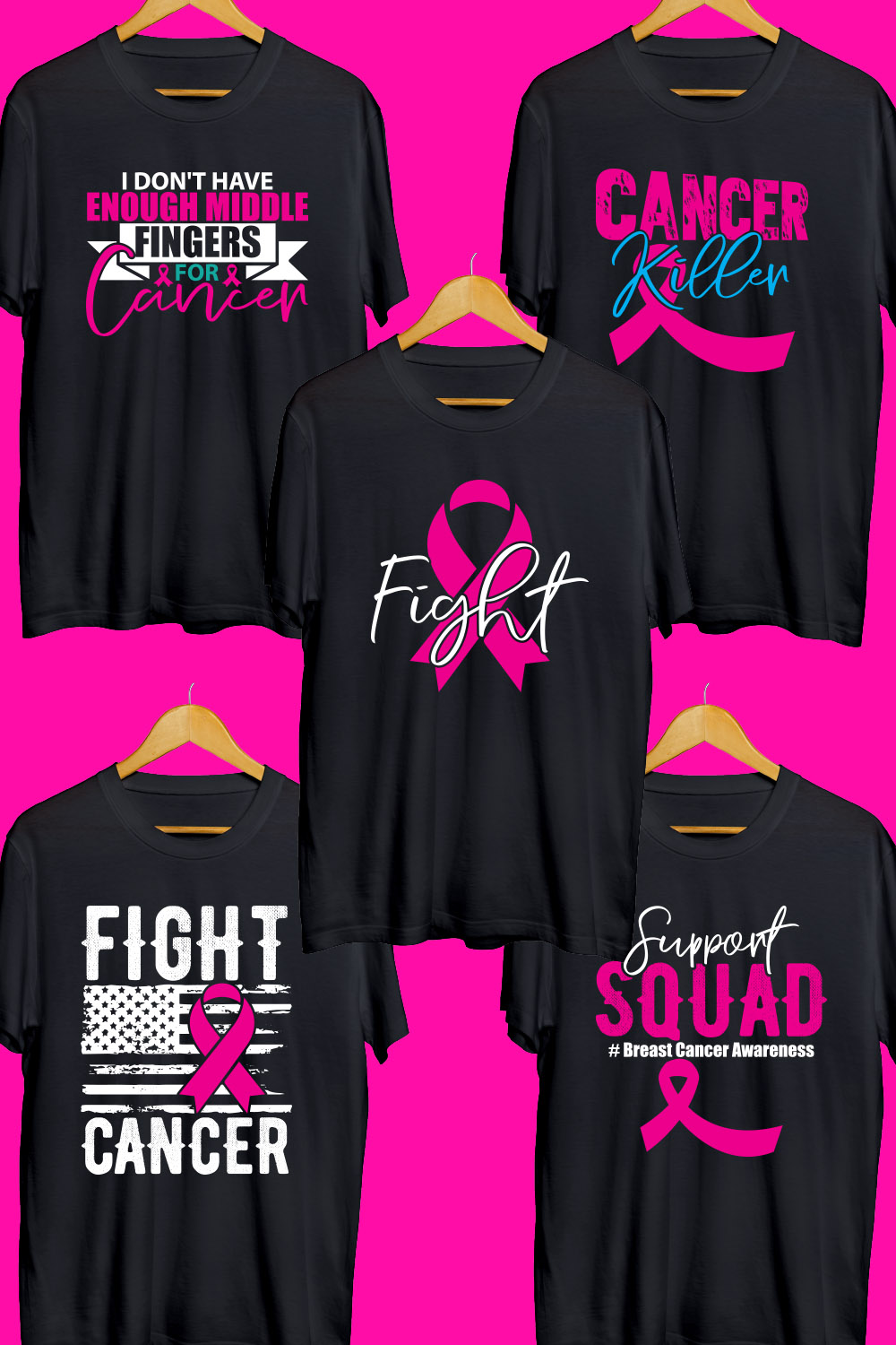 Cancer Day SVG T Shirt Designs Bundle pinterest preview image.