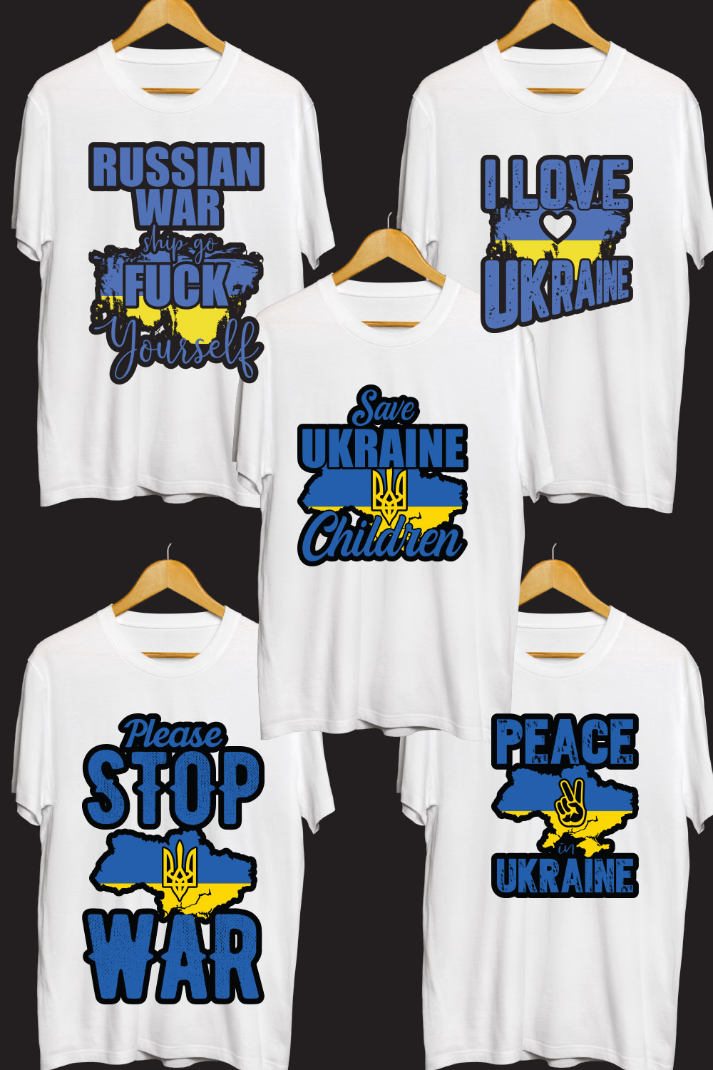 Ukraine SVG T Shirt Designs Bundle pinterest preview image.