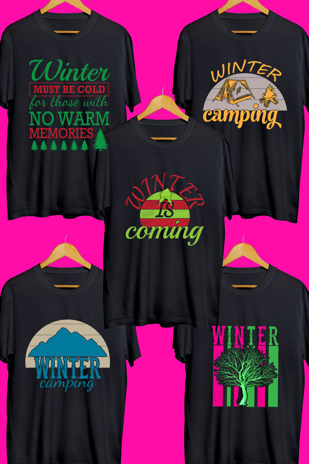 Winter SVG T Shirt Designs Bundle pinterest preview image.